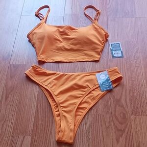 P**NWT Eidon Ladies 2 piece swimsuit bikini , orange, sz S